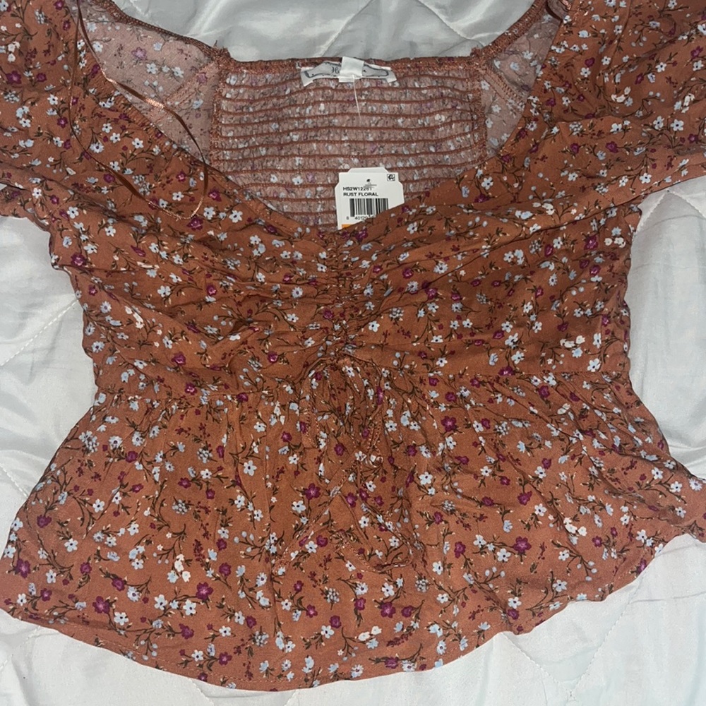 hippie rose blouse, orange- size small